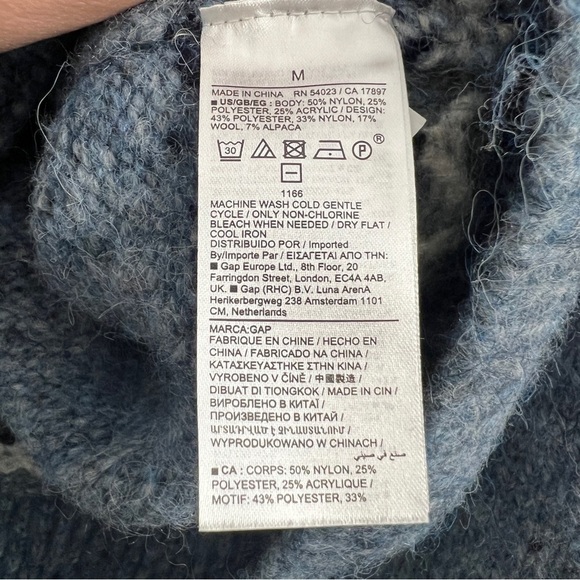GAP Fair Isle Mockneck Blue Patterned Women's Sweater, Alpaca Wool blend, M - Picture 6 of 6